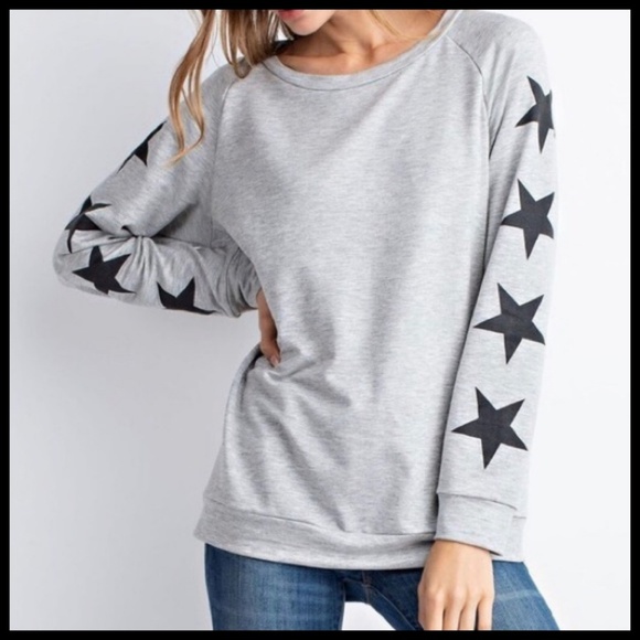 ⭐2X HP⭐ Graphic Star Print Pullover Gray NWT - Picture 3 of 4